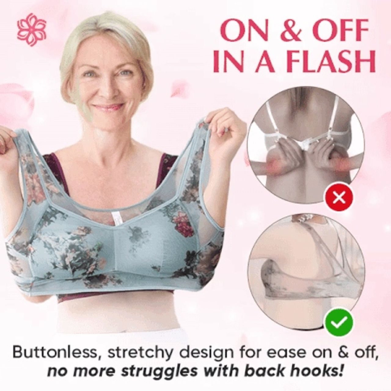 Lace Buttonless Comfortable Bra