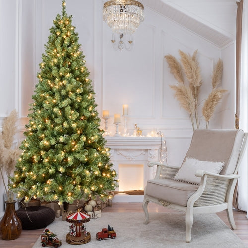 6ft Pre-Lit PVC Christmas Tree with 300 UL Lights, 779 Tips,